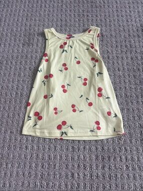 Cream Cherry Print Tank Top